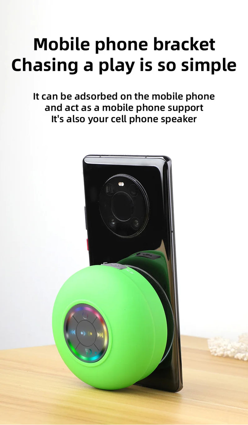 Portable Waterproof Suction Cup Bluetooth Speaker with RGB