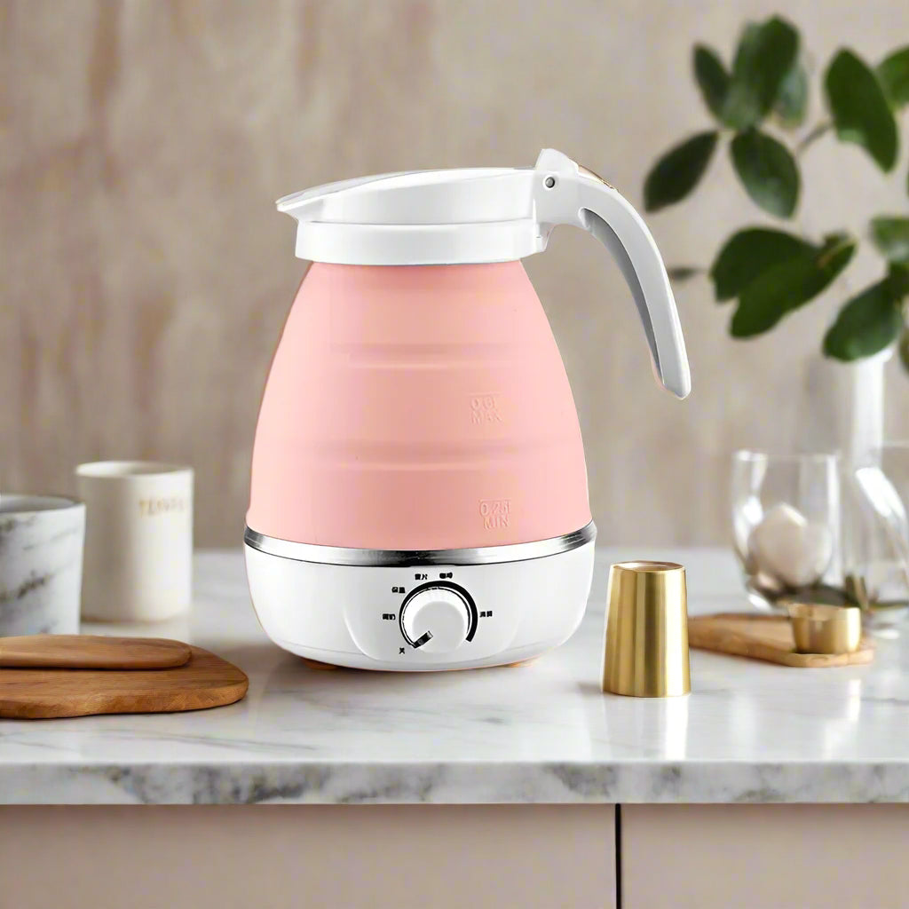 Mini Portable Fold Electric Kettle Thermostat Keep Warm Home Travel Business Automatic Power off Silicone Stainless Steel Safety