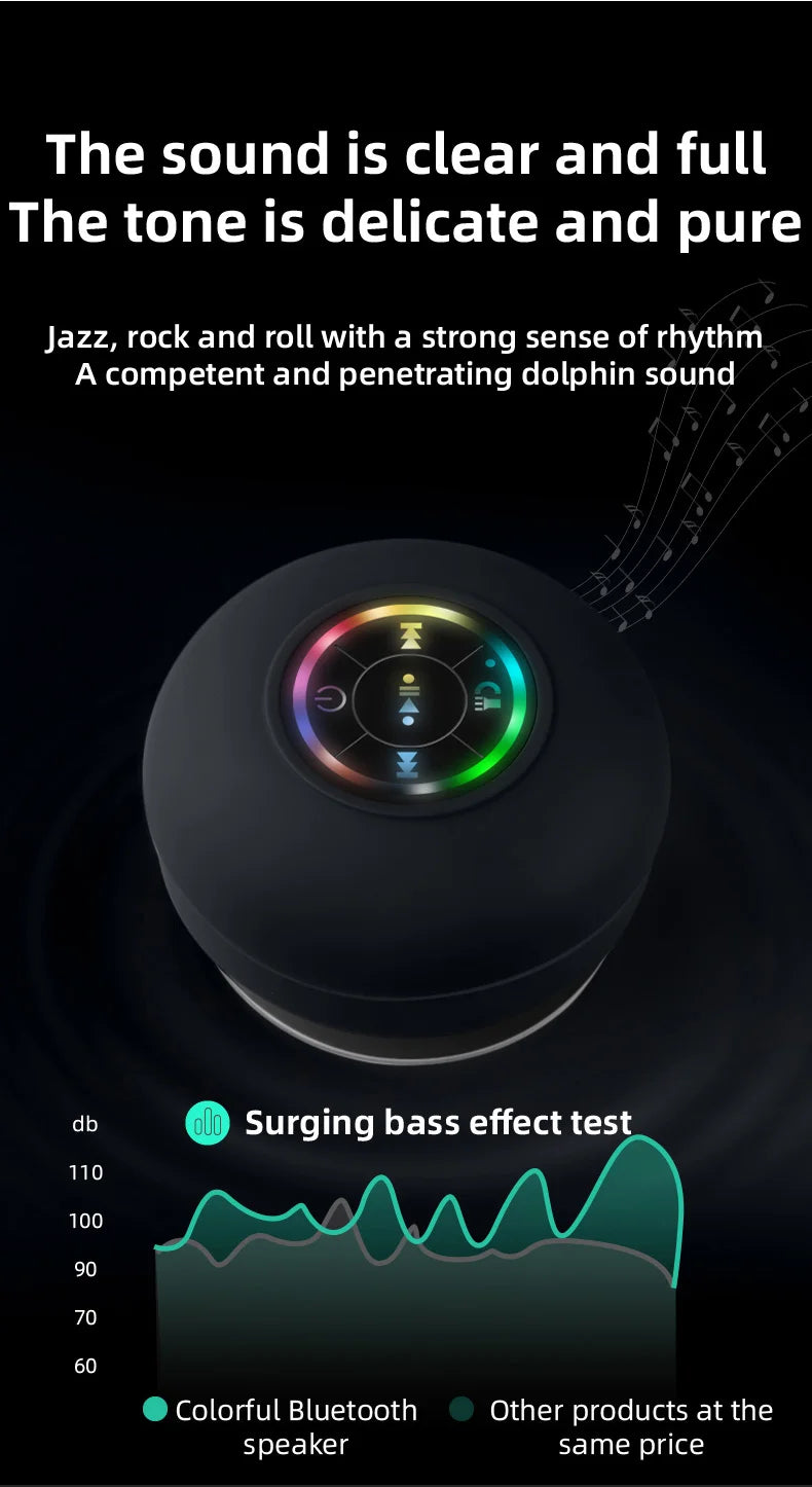Portable Waterproof Suction Cup Bluetooth Speaker with RGB