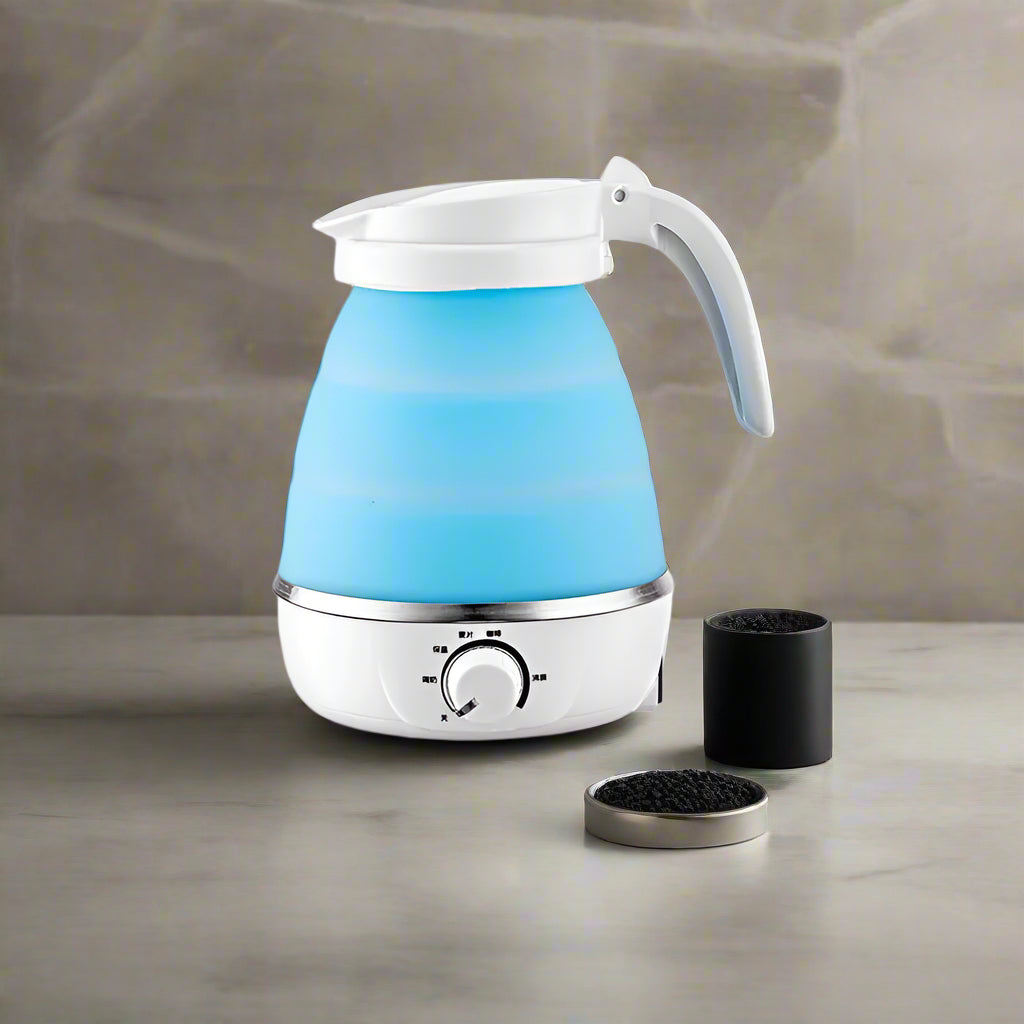 Mini Portable Fold Electric Kettle Thermostat Keep Warm Home Travel Business Automatic Power off Silicone Stainless Steel Safety