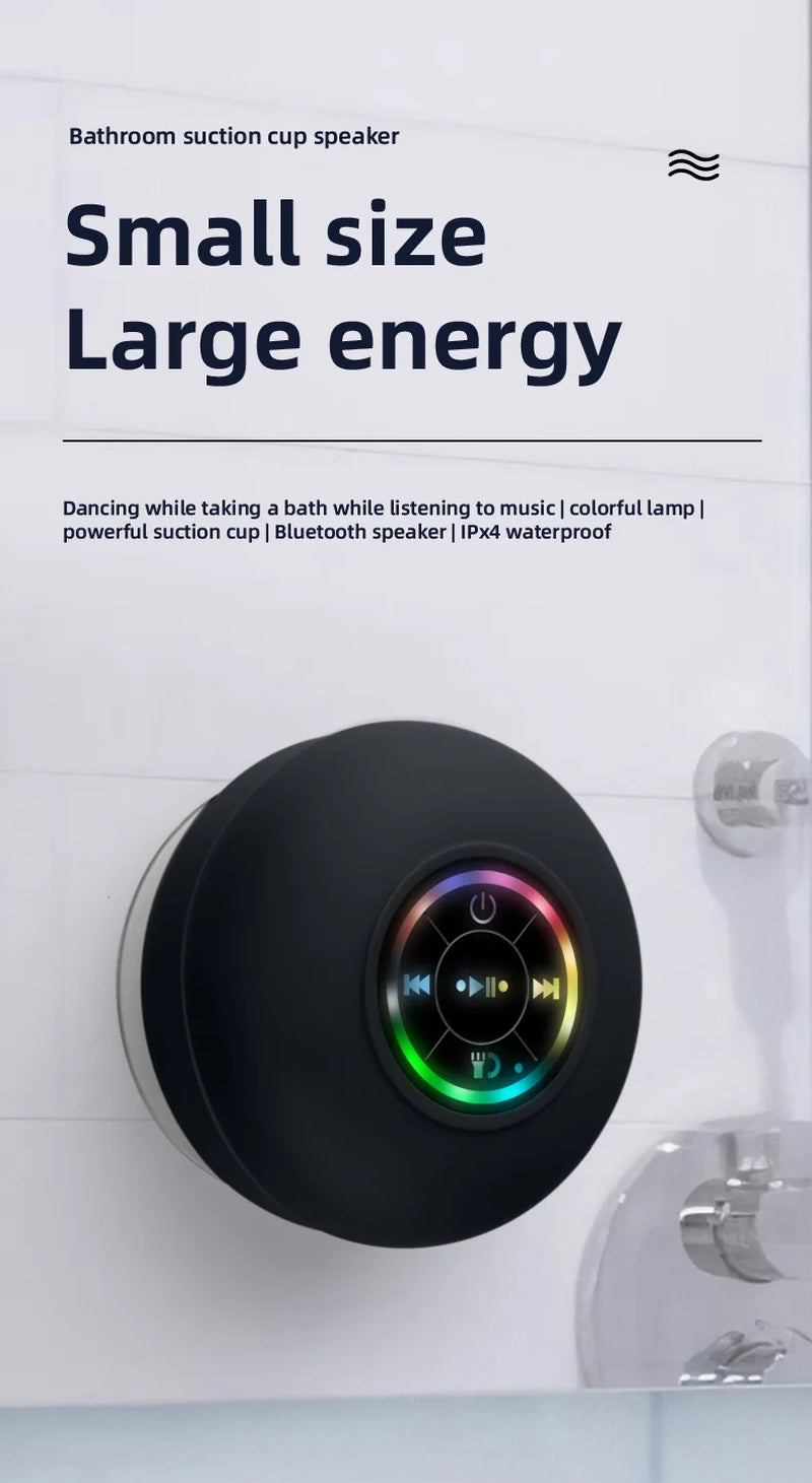 Portable Waterproof Suction Cup Bluetooth Speaker with RGB