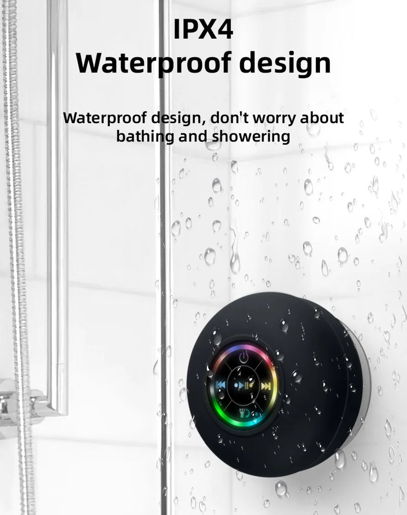 Portable Waterproof Suction Cup Bluetooth Speaker with RGB