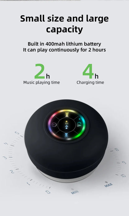 Portable Waterproof Suction Cup Bluetooth Speaker with RGB