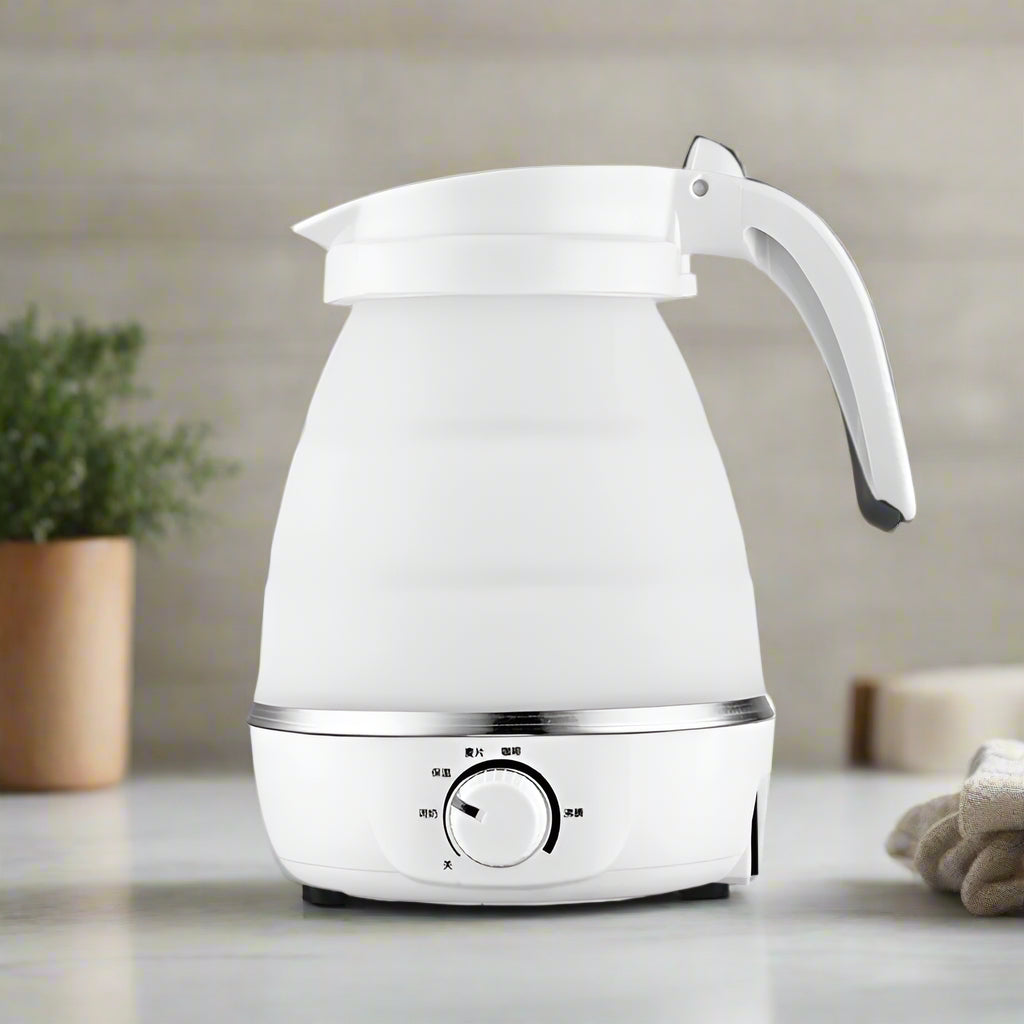 Mini Portable Fold Electric Kettle Thermostat Keep Warm Home Travel Business Automatic Power off Silicone Stainless Steel Safety